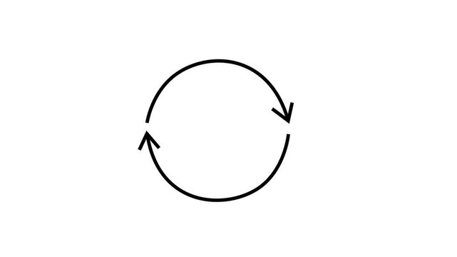 Self drawing red line art two arrow circular process animation set with different line styles