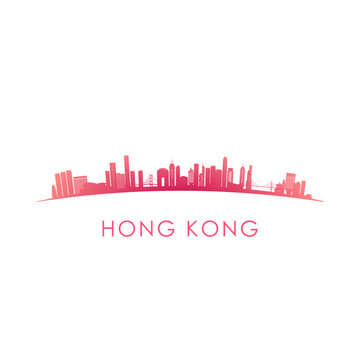 Hong Kong skyline silhouette. Vector design colorful illustration