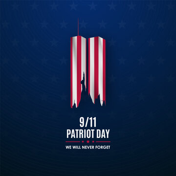Patriotic design featuring iconic red and white stripes representing resilience. Combined with silhouette, it evokes remembrance and unity on September 11.