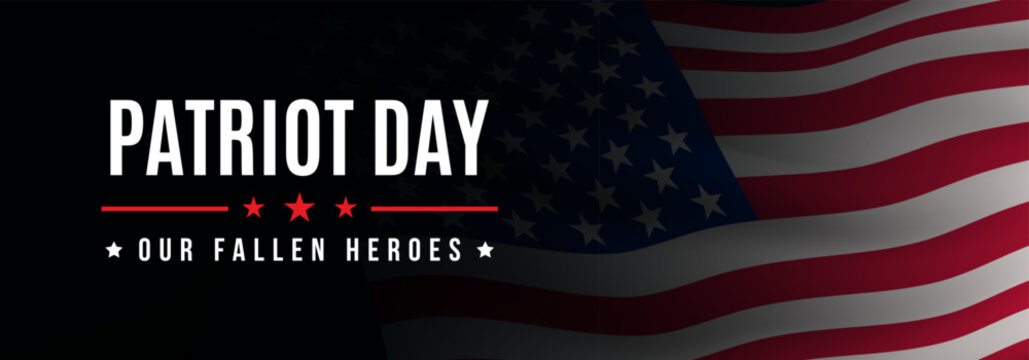 Patriot Day honors fallen heroes with striking design featuring an American flag backdrop and heartfelt tribute text, capturing unity and remembrance