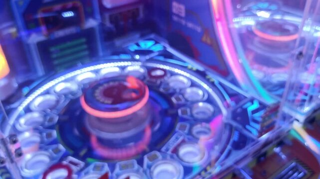 Blurred Defocused Arcade Game Center with Colorful Neon Lights and Claw Machines Background, Bokeh Entertainment Backdrop