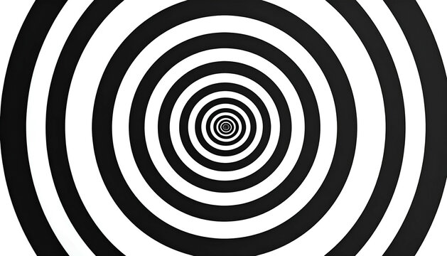 Circular pattern of concentric black & white rings receding to center