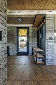 Modern Country House Entryway Hallway with Front Door