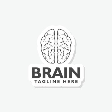 Brain logo sticker isolated on gray background
