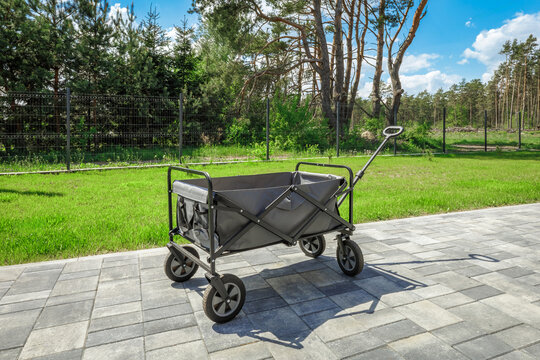 Foldable Utility Wagon Cart Outdoors on Paved Pathway