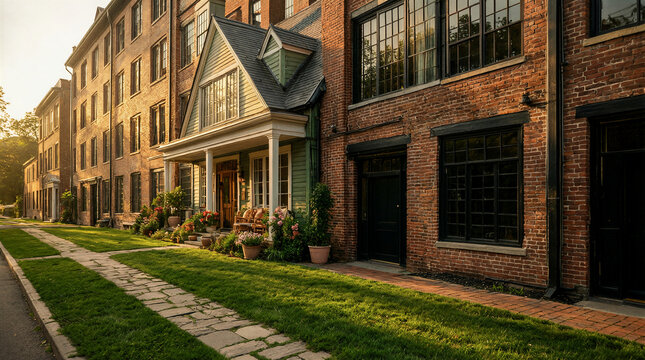Colonial home featuring dormer windows and a welcoming front porch lined with potted flowers alongside a stone pathway