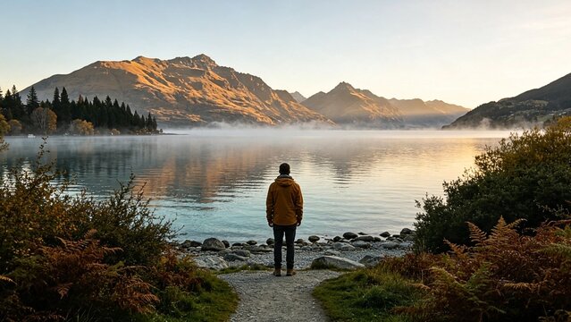  Serene Lake Wanaka Mountain View at Sunrise