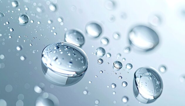 Macro photography of water droplets reflecting light.