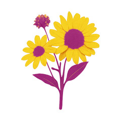 Obraz premium PNG Vibrant floral illustration with sunflowers.