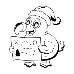 Dodo bird wearing a Santa hat and carrying a letter. © SmashingStocks