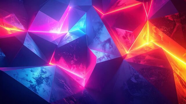Geometric abstract of crystalline formations with vibrant gradients