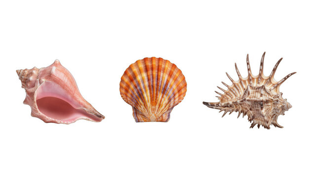 Three Different Decorative Sea Shells Collection