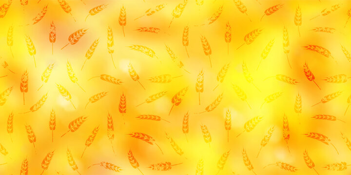 Seamless floral pattern of wheat ears, rye or barley, agriculture and harvest, agricultural banner, vector print
