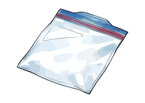 Glossy plastic shopping bag illustration with realistic transparent texture and crisp reflective details ／ シズル感のあるレジ袋のイラスト、透明感と光沢のあるリアルな質感を表現したレジ袋のイラスト