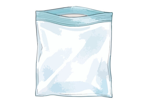 Glossy plastic shopping bag illustration with realistic transparent texture and crisp reflective details ／ シズル感のあるレジ袋のイラスト、透明感と光沢のあるリアルな質感を表現したレジ袋のイラスト