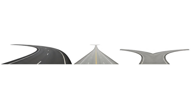 Set of Different Asphalt Road Segments and Highway Paths
