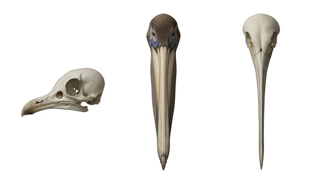 Pelican Bird Skull and Beak in Different Anatomical Views