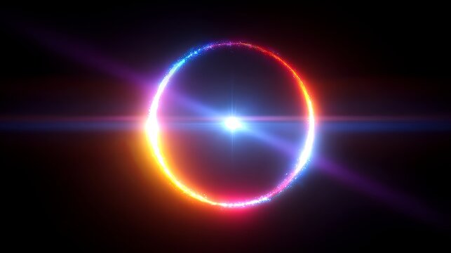 Glowing multicolored light ring with radiant energy halo.