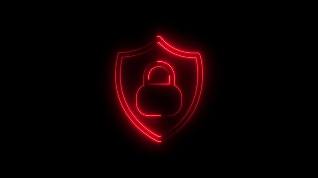 Protection sign shield with padlock icon. security concept logotype icon animation