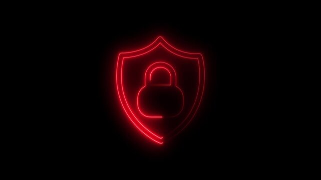 Protection sign shield with padlock icon. security concept logotype icon animation