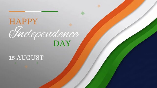 India independence day greeting with tricolor waving graphic. 4K Video