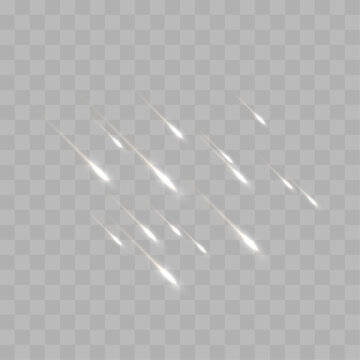 White Falling Rain Streaks Isolated on Transparent Background