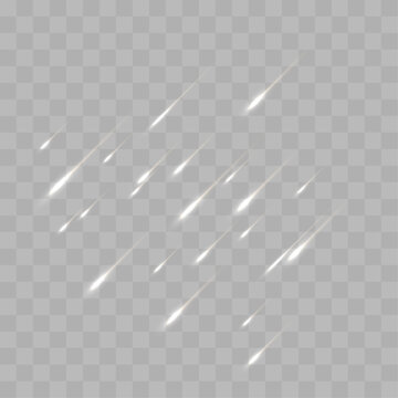 White Falling Rain Effect Isolated on Transparent Background