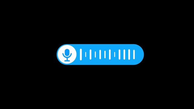 Voice message or voice recording 4k animation on green screenvoice message or voice chat ui design hd animation on chroma key background audio animation on black background