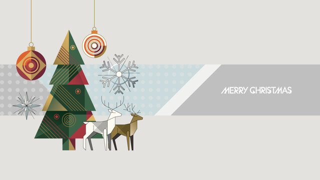Merry Christmas gray background template with abstract elements geometric forms have blank space.