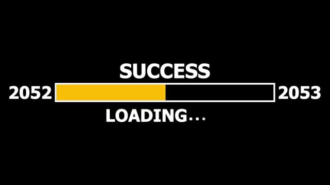 Loading bar from 2052 to 2053 new year transfer animation. Almost reaching New Year ,LOADING...text, alongside a success loading business progress and achieving goals investment, finance, innovation.