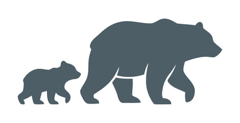 Mother Bear and Cub Silhouette Vector © Arus LMH