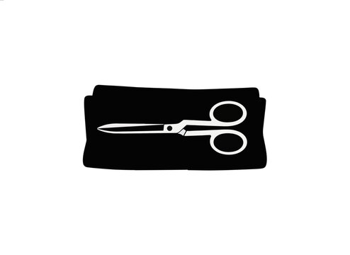 Embroidery scissors on linen cloth vector graphic