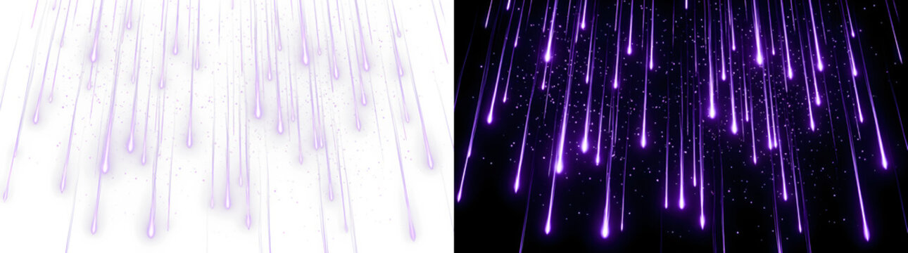 Abstract falling purple light streaks vertical rays with vertical abstract futuristic background