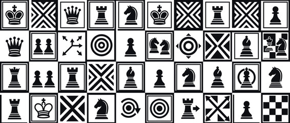 Black and White Chess Pieces Pattern © Dedas