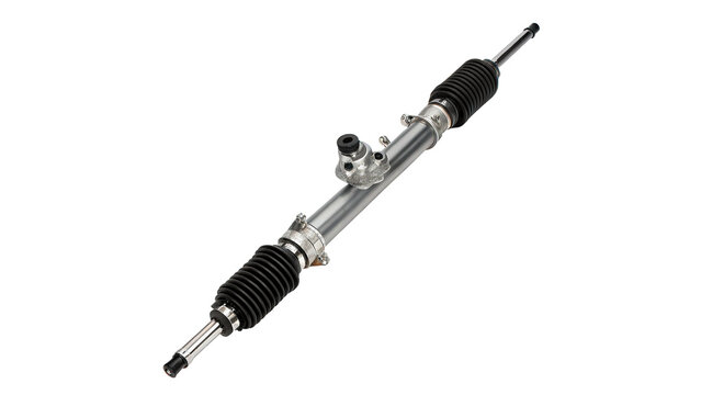 Automotive car steering rack gear shaft mechanism isolated on transparent background