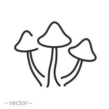 fungus icon, mushrooms, moldy, thin line symbol on white background - editable stroke vector illustration