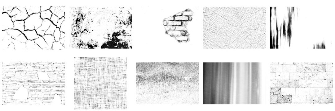 collection Abstract cracked surface texture with intricate fracture lines, monochrome background, grunge distressed pattern, high detail close-up, ideal for design and wallpaper use.