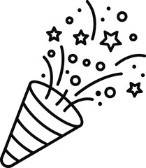 Obraz premium Party popper icon with stars and confetti shapes