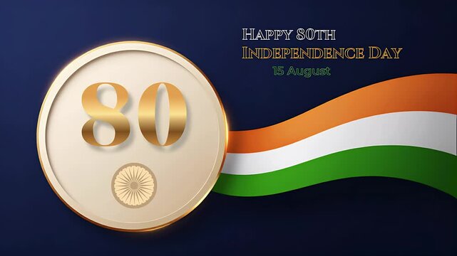 Happy 80th india independence day celebration motion graphic. 4K Video