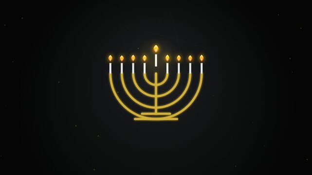 Glowing Golden Menorah Animation for Hanukkah Celebration