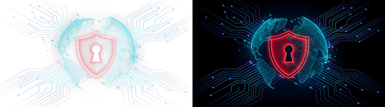 Cyber security digital shield concept with lock icon security technology protection internet