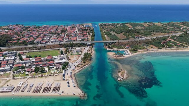 Coastal Canal Bridge and Turquoise Sea at Nea Poteidaia