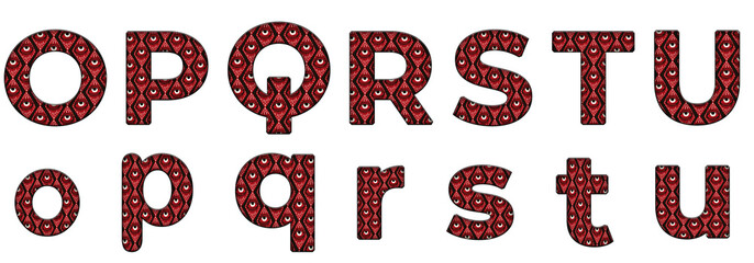 Damask cartoon Zombie Eyes Pattern o, p, q, r, s, t, u word design abc Alphabet letter text typography font © skopurbo