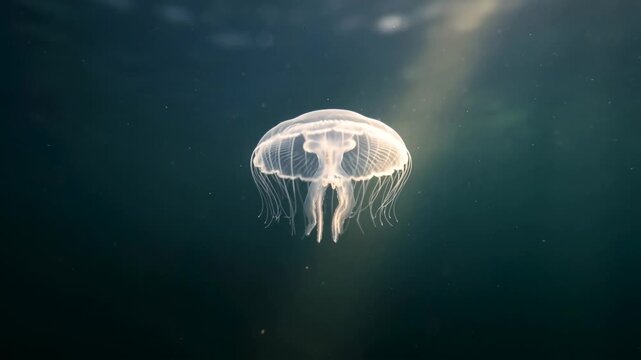 freshwater jellyfish underwater close up in yangtze river china morning light video