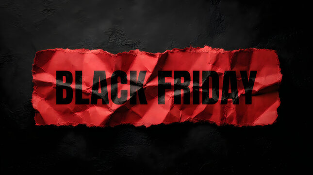 Bold black friday text written in black letters over a vibrant red textured background representing a major annual retail shopping event and promotional discount season