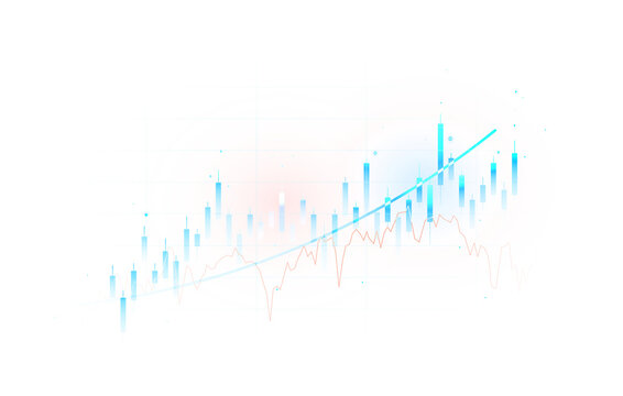 Stock market finance business trading data growth trend candlestick chart isolated transparent background