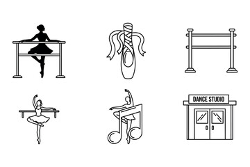Ballet barre and gymnastics equipment line art a silhouette study in black and white © nazrul.islam