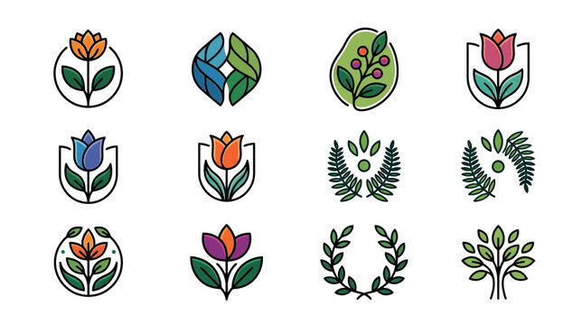 Botanical Logo Icons Set