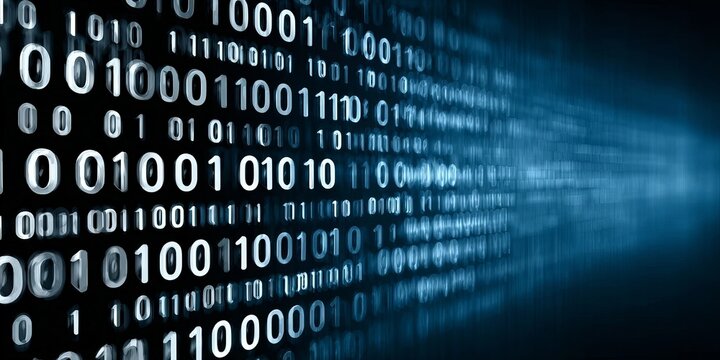 Abstract Background of Binary Matrix Code Information Technology Digital Data Processing Stream.