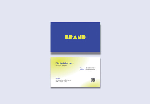 Modern Minimal Business Card Design Template with Yellow Blue